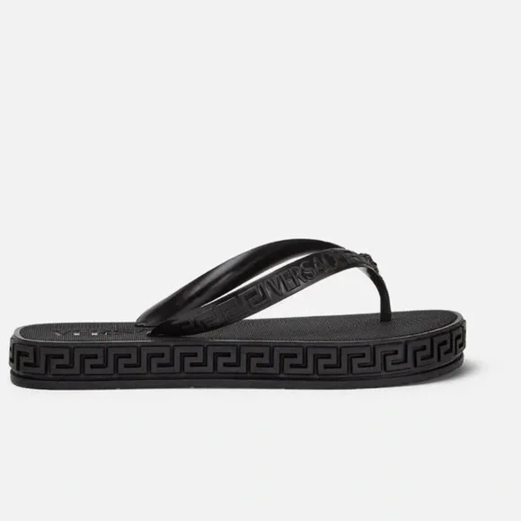 Versace Black Greca Sandals
